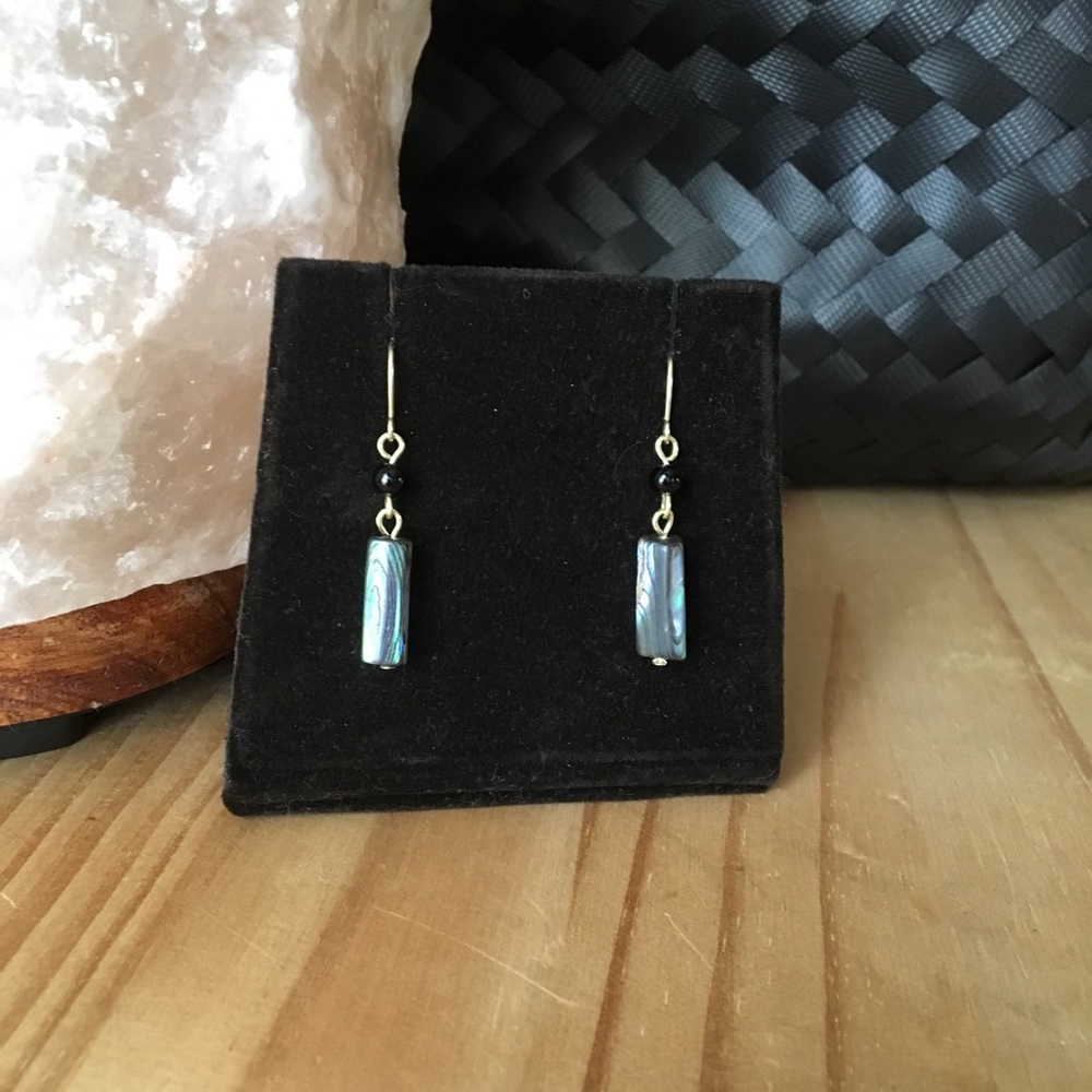Abalone & Black Beaded Earrings